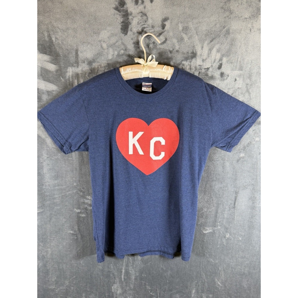 Charlie Hustle KC Navy T-Shirts Unisex Large Red Heart Kansas City Made In USA❤️